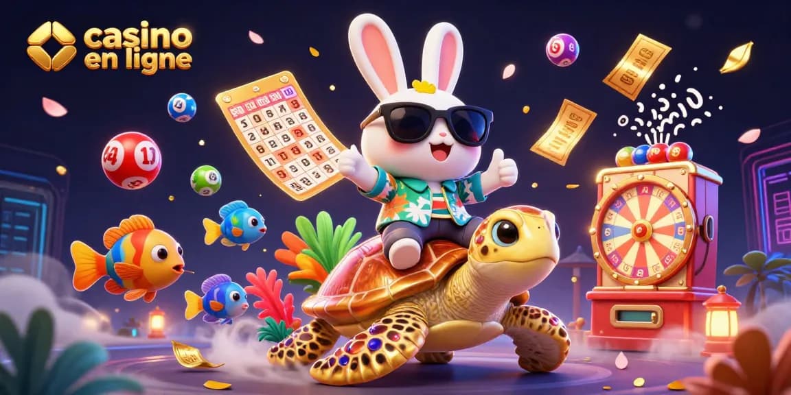 Jouez à des jeux passionnants sur un casino en ligne avec un lapin chanceux et une tortue dorée.