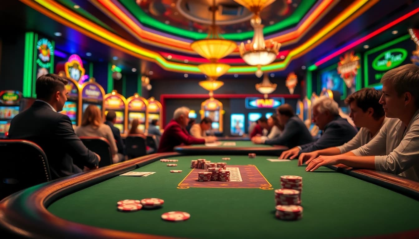Mainkan mole4d di meja poker modern dengan suasana kasino yang meriah.