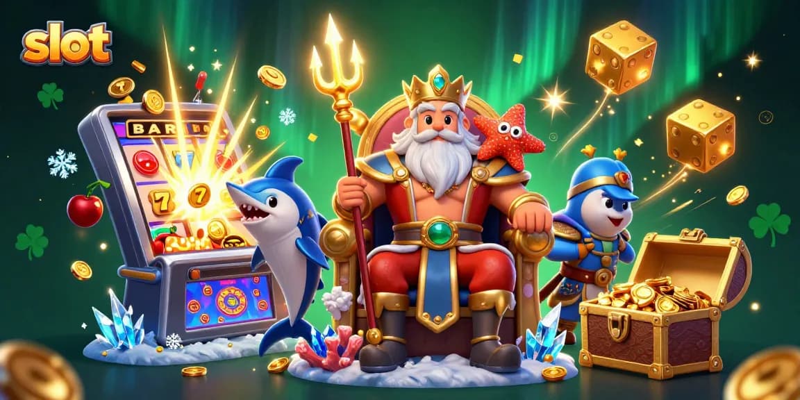 Menangkan slot jackpot dengan mesin slot mewah dan pemandangan 3D raja laut Neptune.