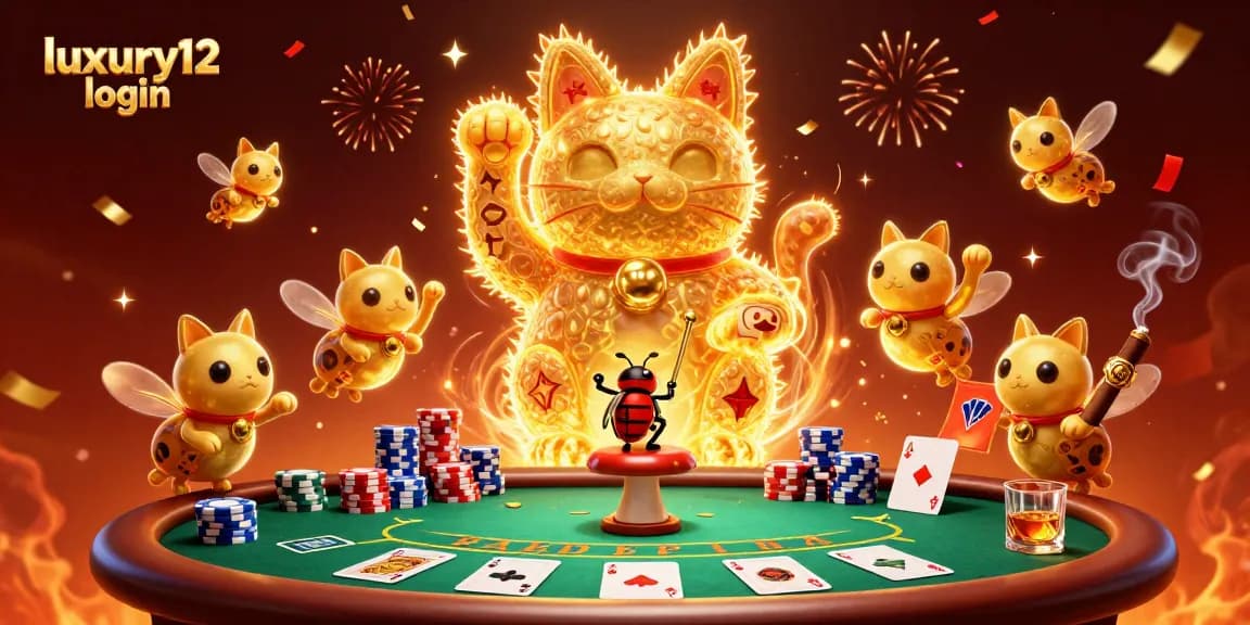 Engage with the luxury12 login experience in a vibrant casino setting filled with golden fireflies.