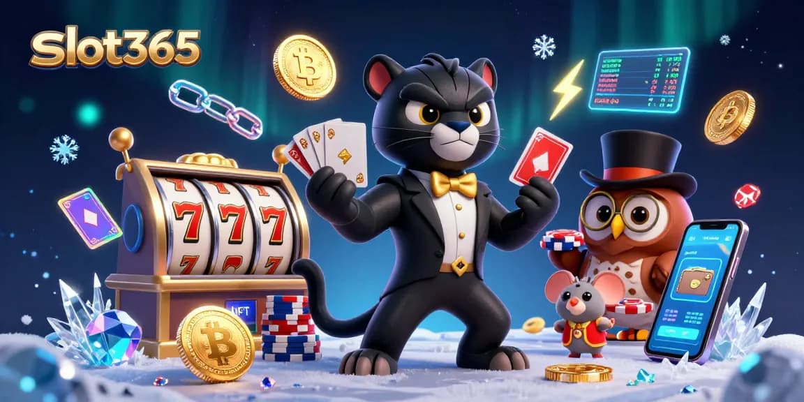 Experience thrilling gameplay at slot365 with a dynamic scene filled with characters and casino elements.