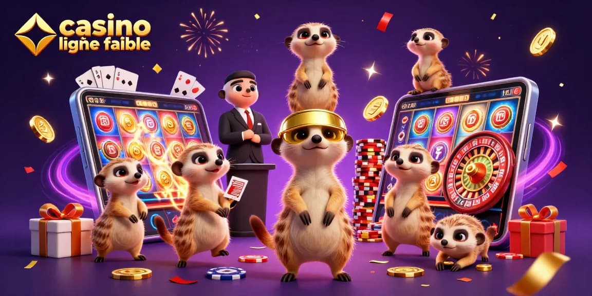 Animations de casino en ligne fiable avec des suricates, jeux de cartes et pièces d'or.