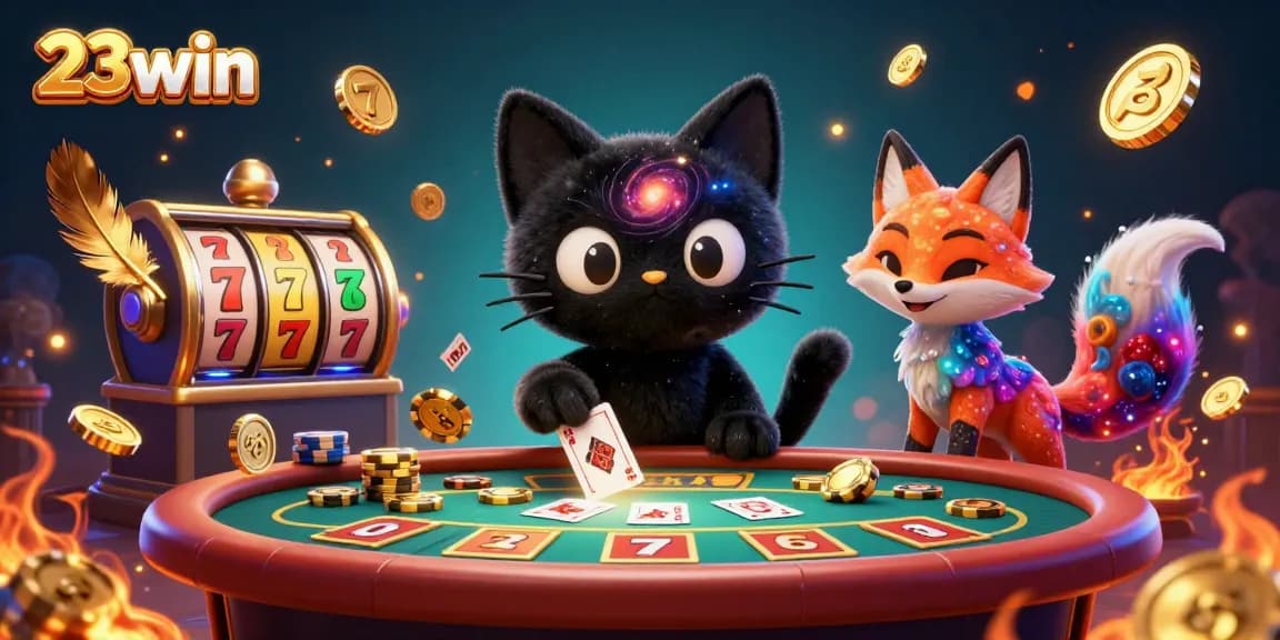 Experience thrilling wins with 23win as the black hole cat and nebula fox bring luck to the casino.