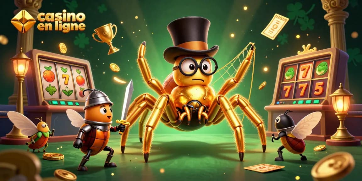 Découvrez le casino en ligne avec une illustration captivante de jeux classiques et une ambiance festive.