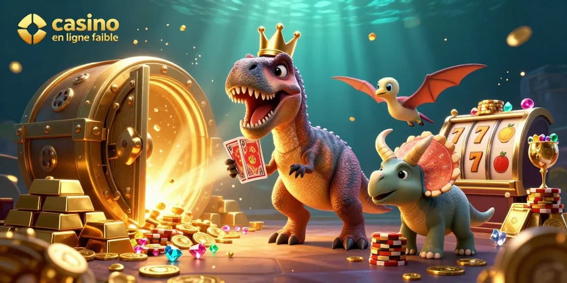 Un jeu captivant de casino en ligne fiable illustré par un T-Rex maladroit et ses amis.