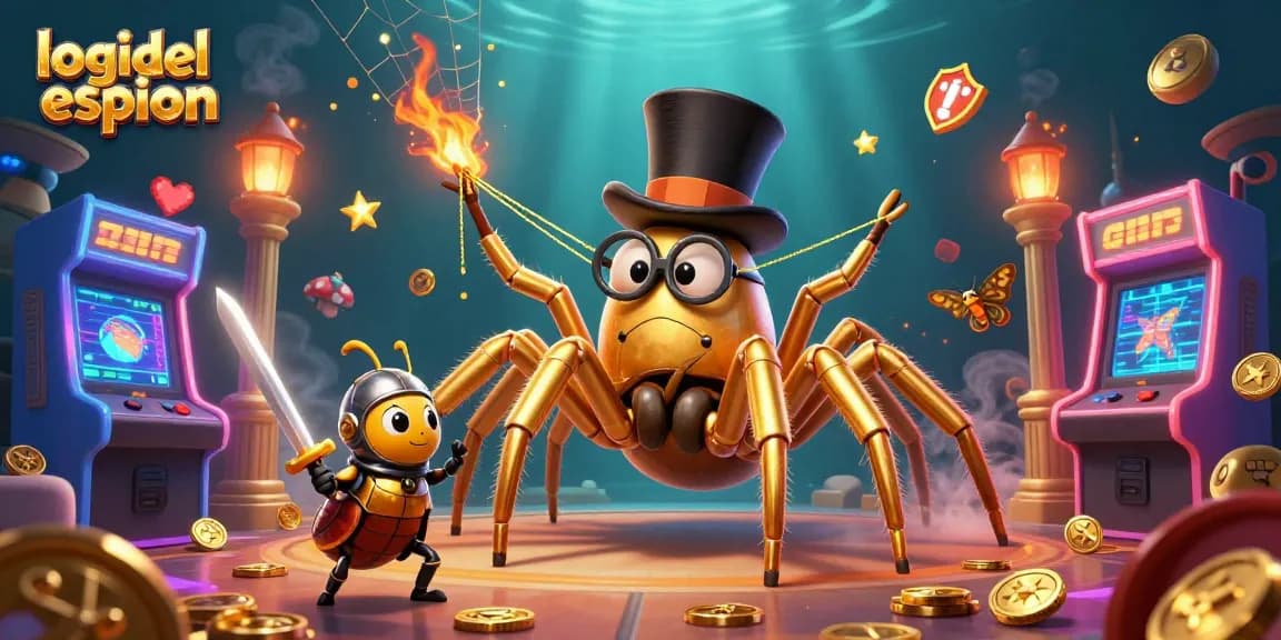 Surveillez efficacement avec logiciel espion : un chevalier et une tarentule d'or dans un univers de jeu.