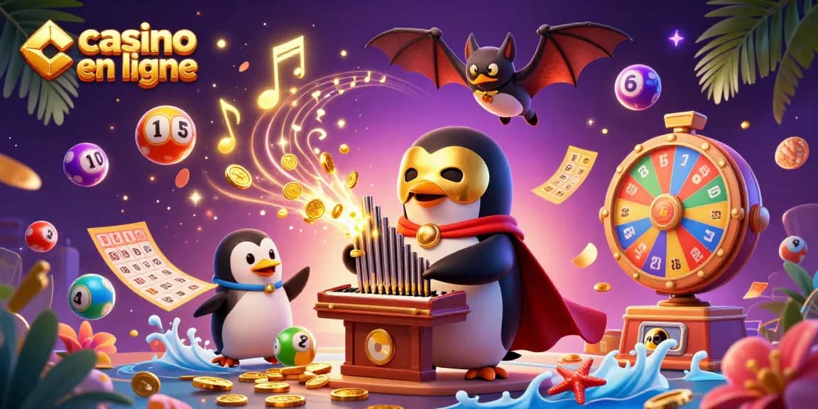 Jouer au casino en ligne avec le pingouin fantôme opératique qui fait pleuvoir des pièces d'or.