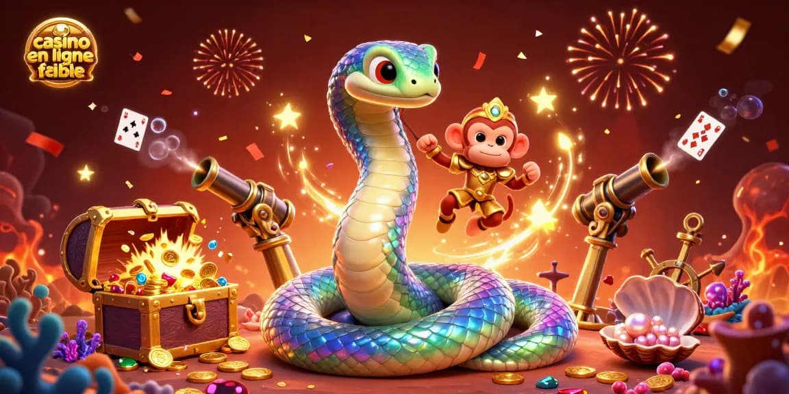 Animations de jeu captivantes au casino en ligne fiable avec serpent coloré et roi des singes.