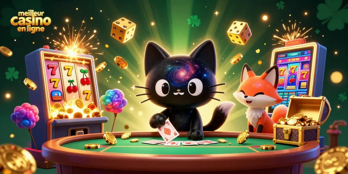 Gagnez des jackpots au meilleur casino en ligne avec un chat gravitationnel et des symboles chanceux.