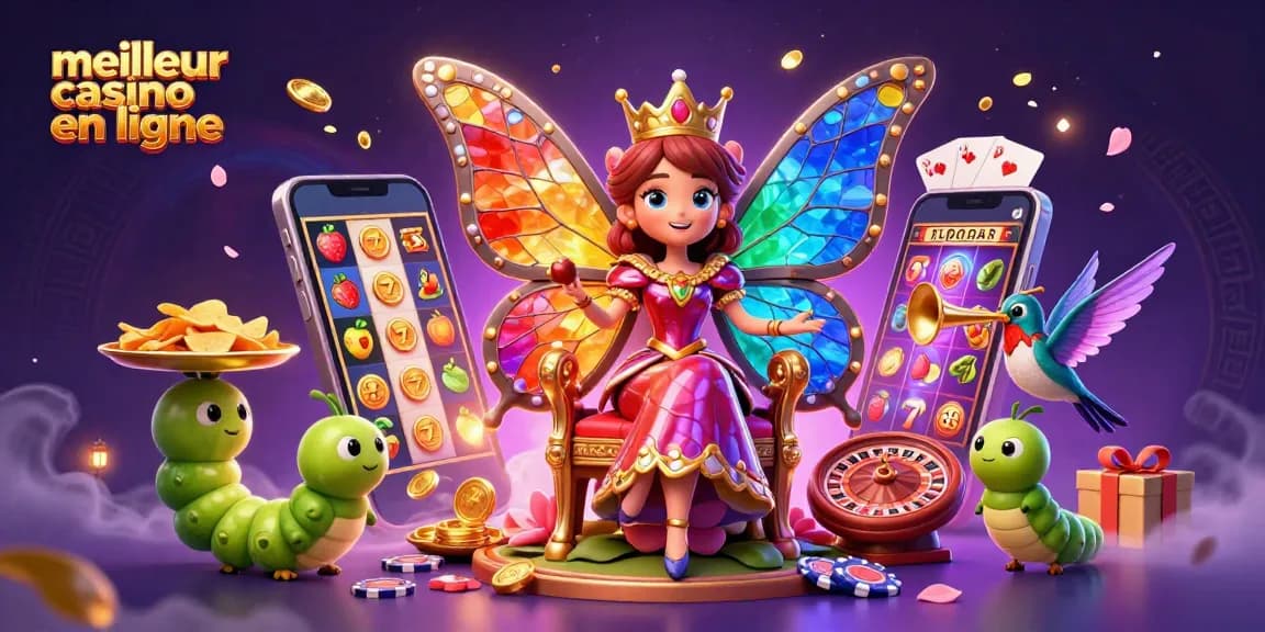 Découvrez le meilleur casino en ligne avec une reine papillon et des éléments de jeu captivants.