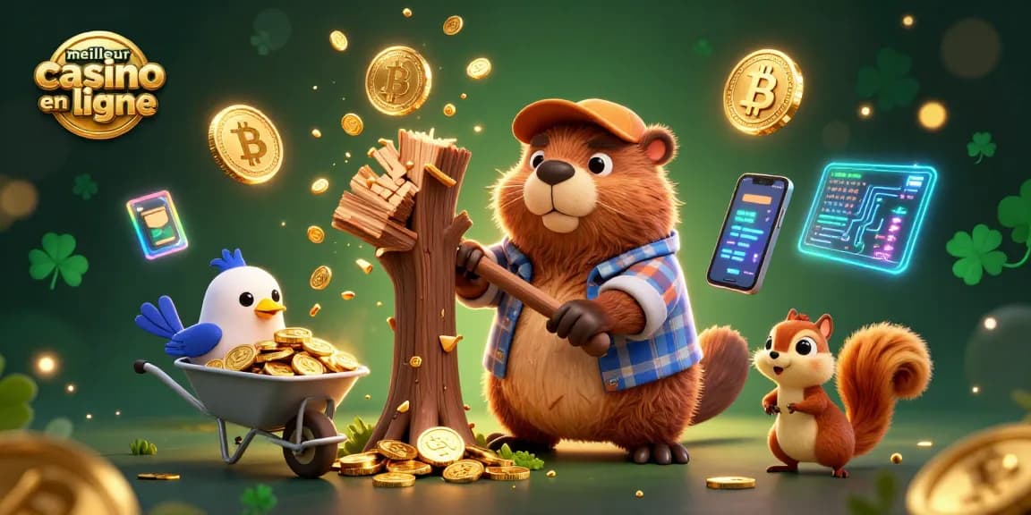 Visez des gains au meilleur casino en ligne avec des personnages animés collectant des pièces d'or.