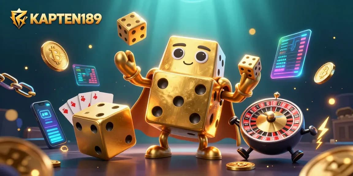 KAPTEN189 menghadirkan pengalaman judi slot online dengan simbol beruntung dan dadu emas yang menarik.