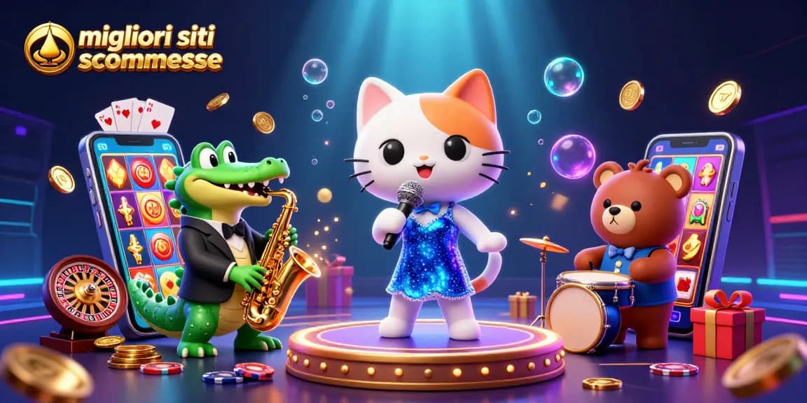 Migliori siti scommesse con gatti jazzisti sul palco, un ambiente di gioco coinvolgente e festoso.