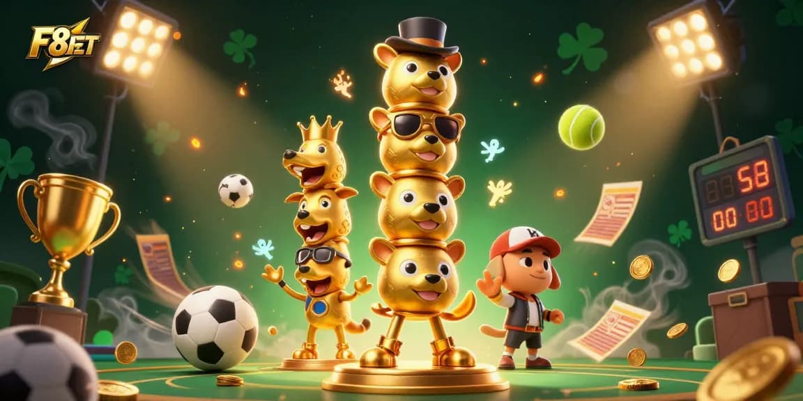 Win big with F8BET: a vibrant 3D casino scene featuring exciting sports elements and dynamic gameplay!