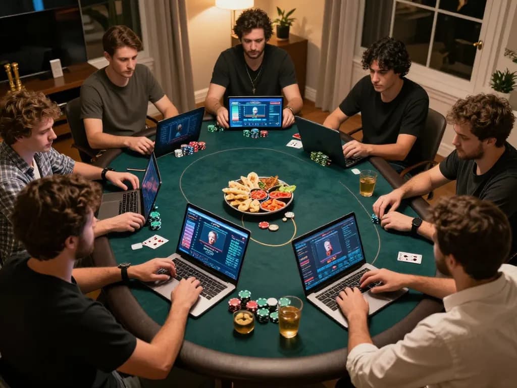Winning session of Poker Uang Asli Dominobet as players bet in a cozy home environment.