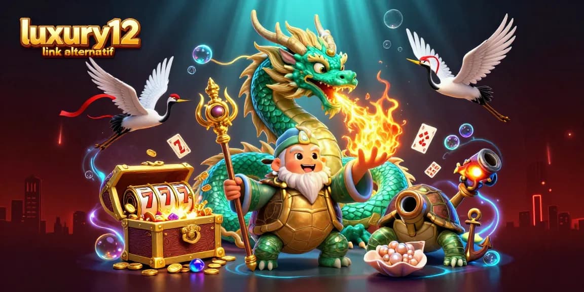 Engage with luxury12 link alternatif through a vibrant 3D casino illustration featuring dynamic characters and gaming elements.