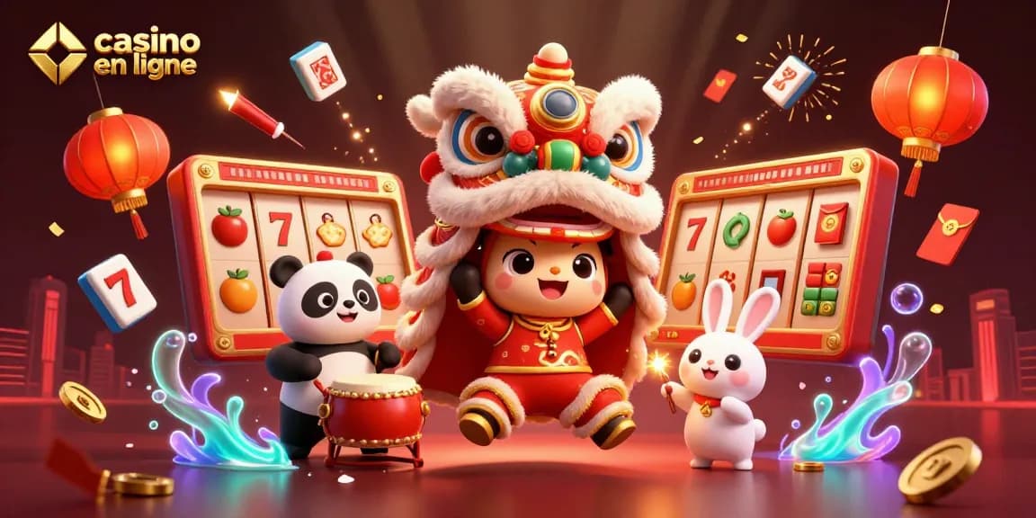 Plongez dans l'univers du casino en ligne avec un lion dansant et des éléments colorés!