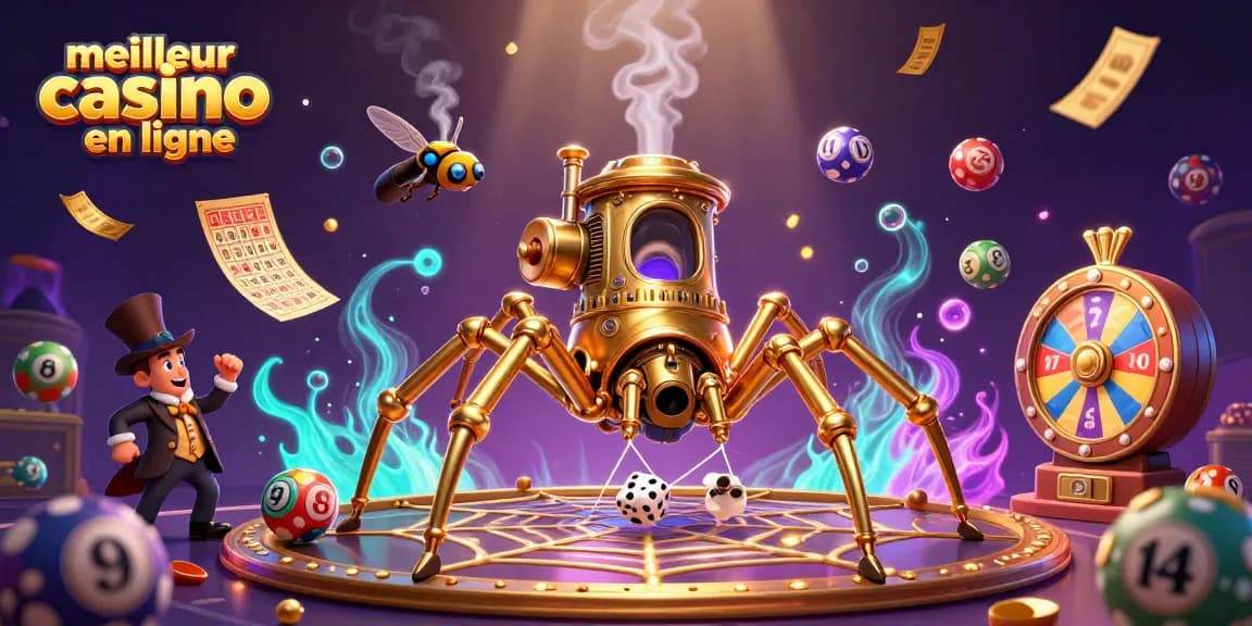 Découvrez le meilleur casino en ligne avec une araignée dorée et des éléments de loterie captivants.