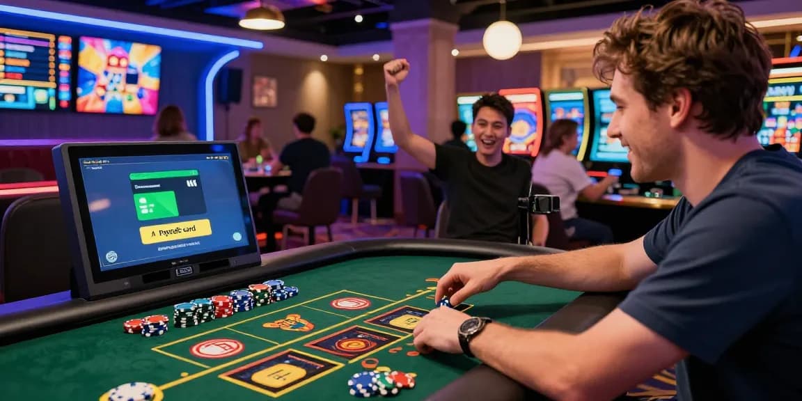 Spannende Spielszenen in einem Paysafe Card Casino, das eine lebendige Atmosphäre und Spielerengagement zeigt.