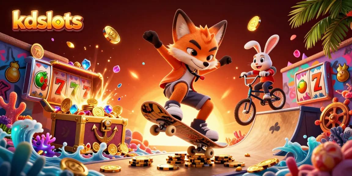 KDslots captures exciting moments with a fox and rabbit showcasing dynamic casino action.