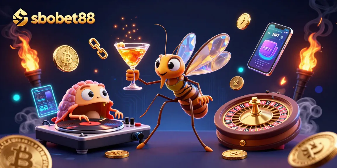 Engage in vibrant games with sbobet88 featuring a 3D casino scene of fun characters.