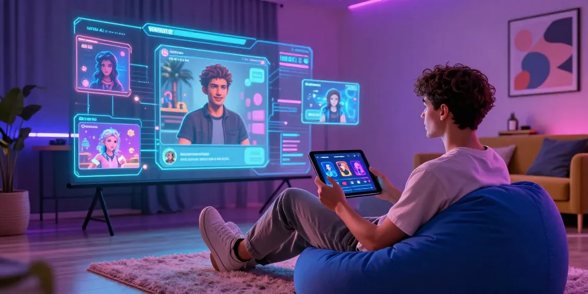 A user interacting with an NSFW AI in a vibrant digital chat environment, showcasing customizable characters and engaging features.