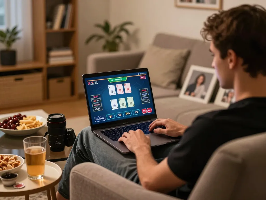 Engaging gameplay of online casinos in Canada with a player enjoying blackjack at home.