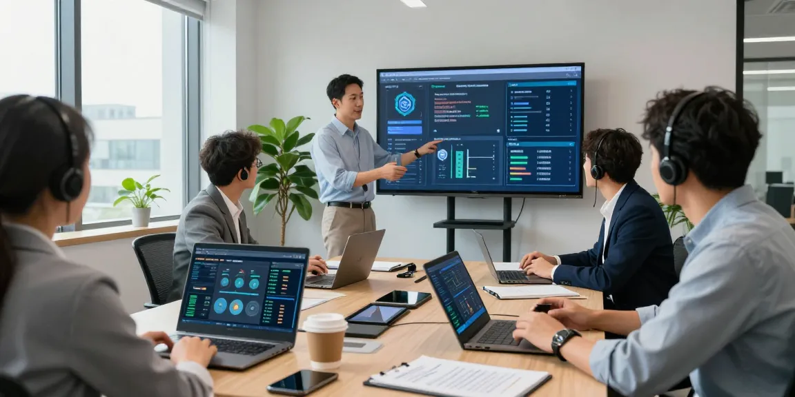 IT support for business team discussing proactive strategies in a modern office
