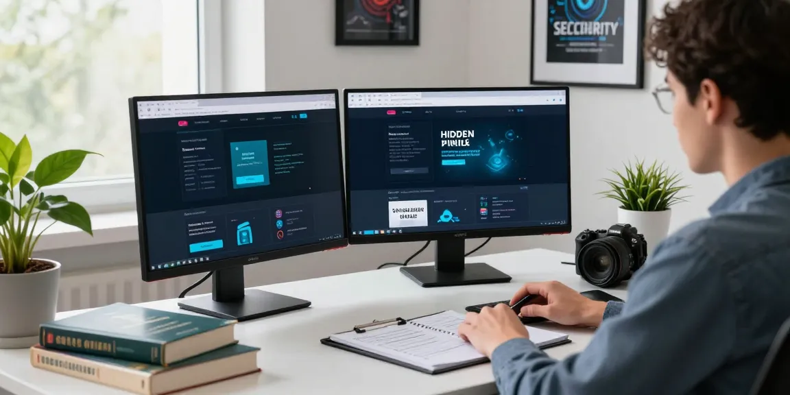 The hidden wiki links displayed on dual monitors in a modern tech workspace.