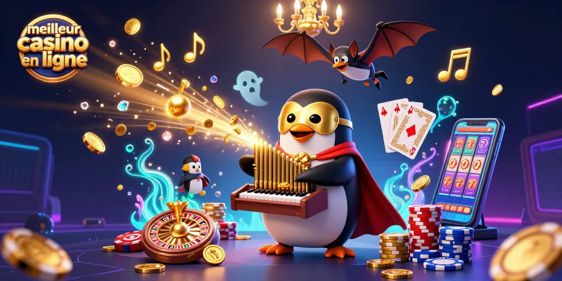 Jouez au meilleur casino en ligne avec une illustration de casino dynamique et colorée.