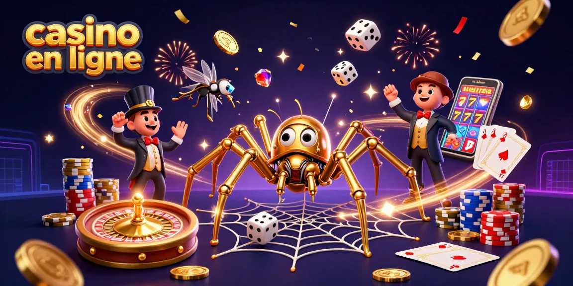 Faites l'expérience du casino en ligne avec une illustration 3D captivante de jeux et de gains.