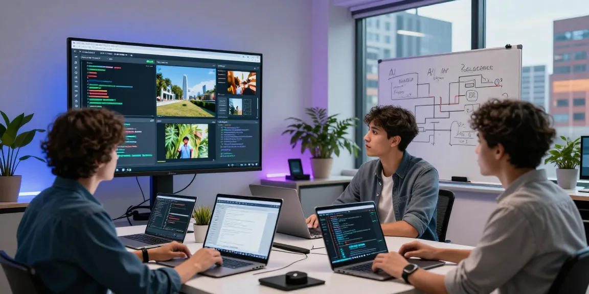 AI image detector analysis tools and team collaborating on AI-generated image verification