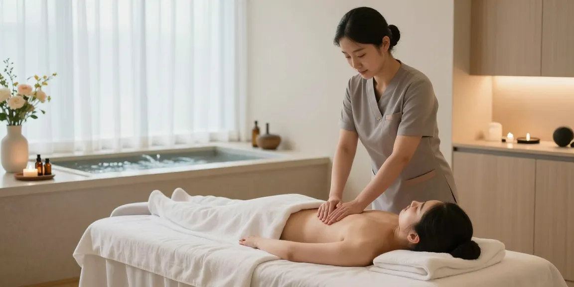 Relaxing atmosphere of 강남출장마사지 with a skilled therapist in a peaceful setting.