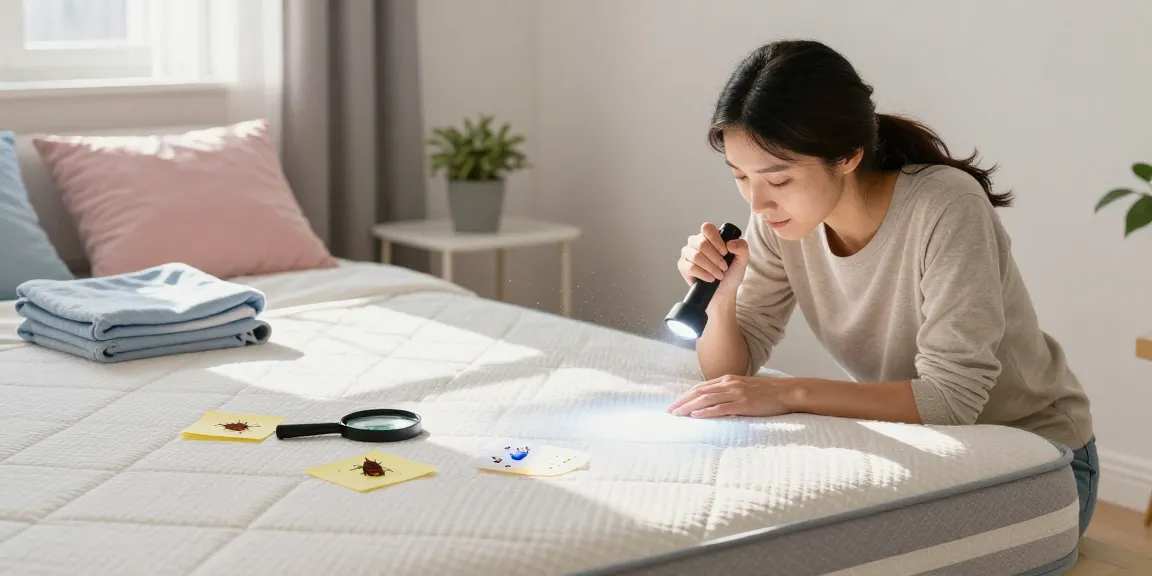 Expert inspecting for bed bugs in a cozy room, highlighting effective bed bug pest control measures.