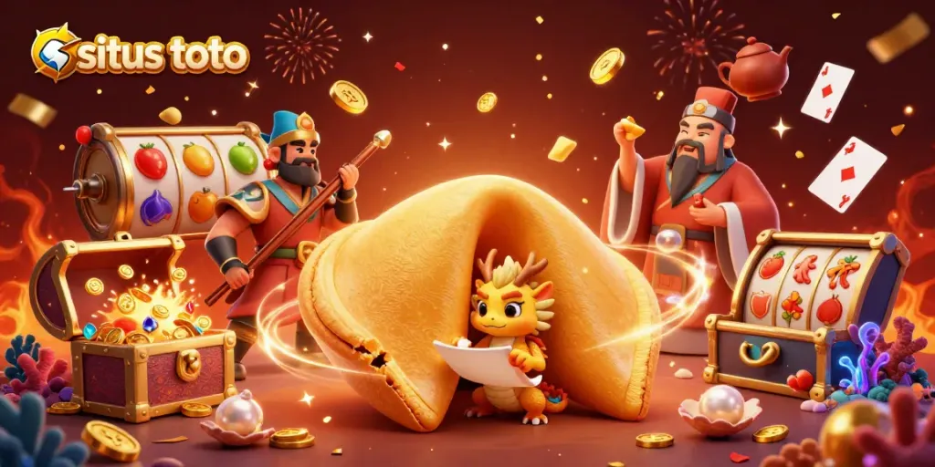 Experience winning strategies at situs toto with dynamic illustrations of fortune and fortune cookie guardians.
