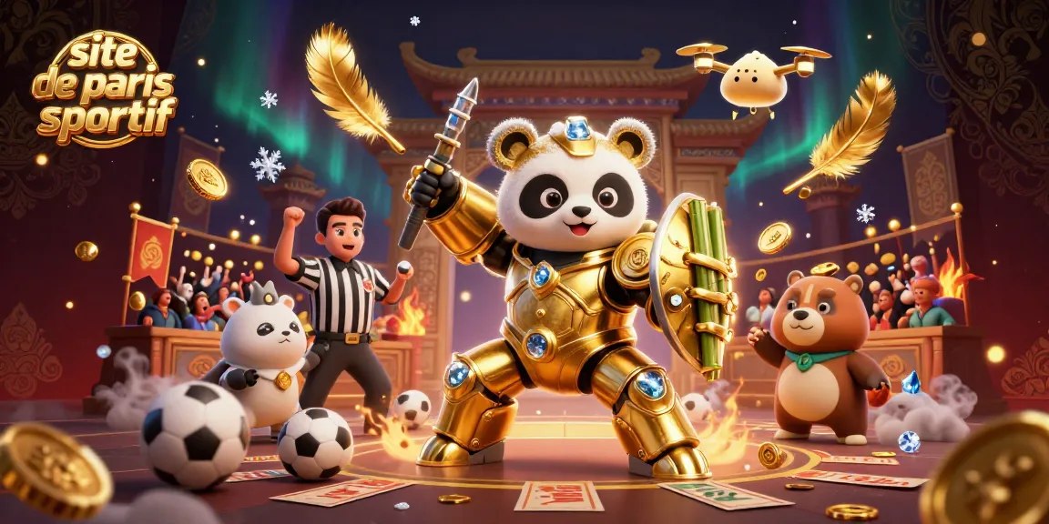 Pariez sur le site de paris sportif avec un panda et des éléments de jeu en 3D captivants.