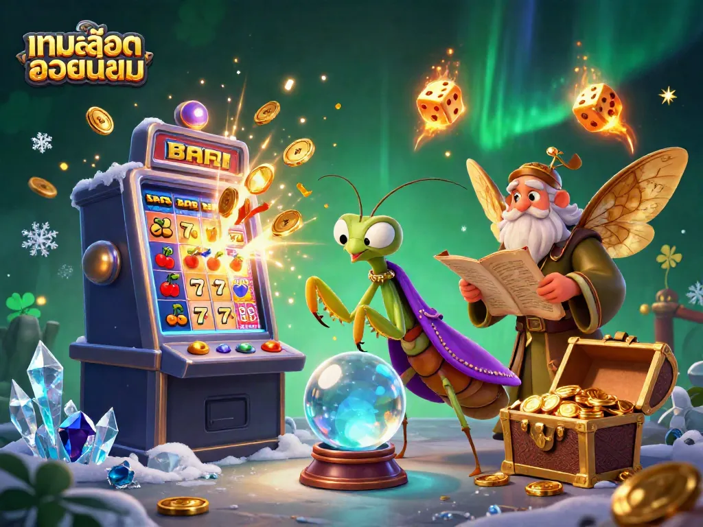 Engage with topเกมสล็อตยอดนิยม surrounded by vibrant casino elements and fortune tellers.