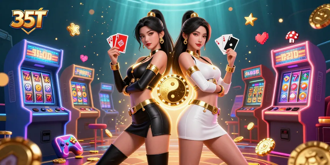 Experience thrilling gameplay with 35T while winning with sophisticated cards and casino chip elements.