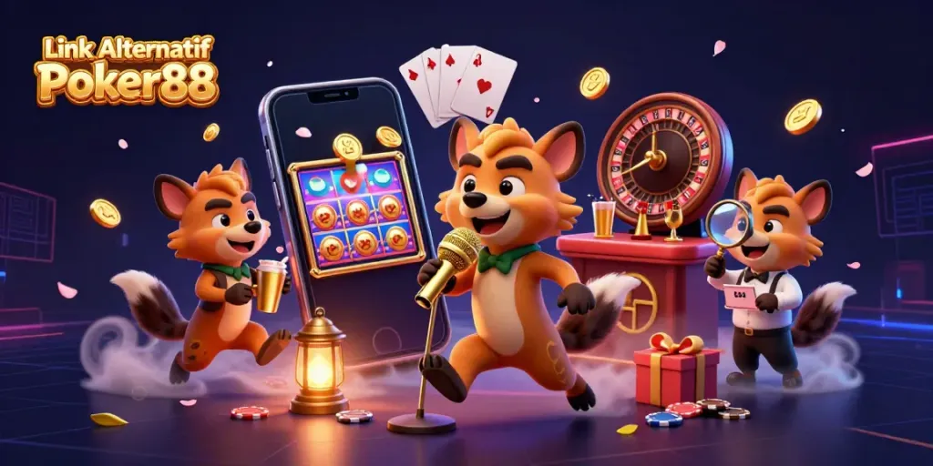 Engage in the vibrant world of Link Alternatif Poker88 with hyenas at a comedy casino.