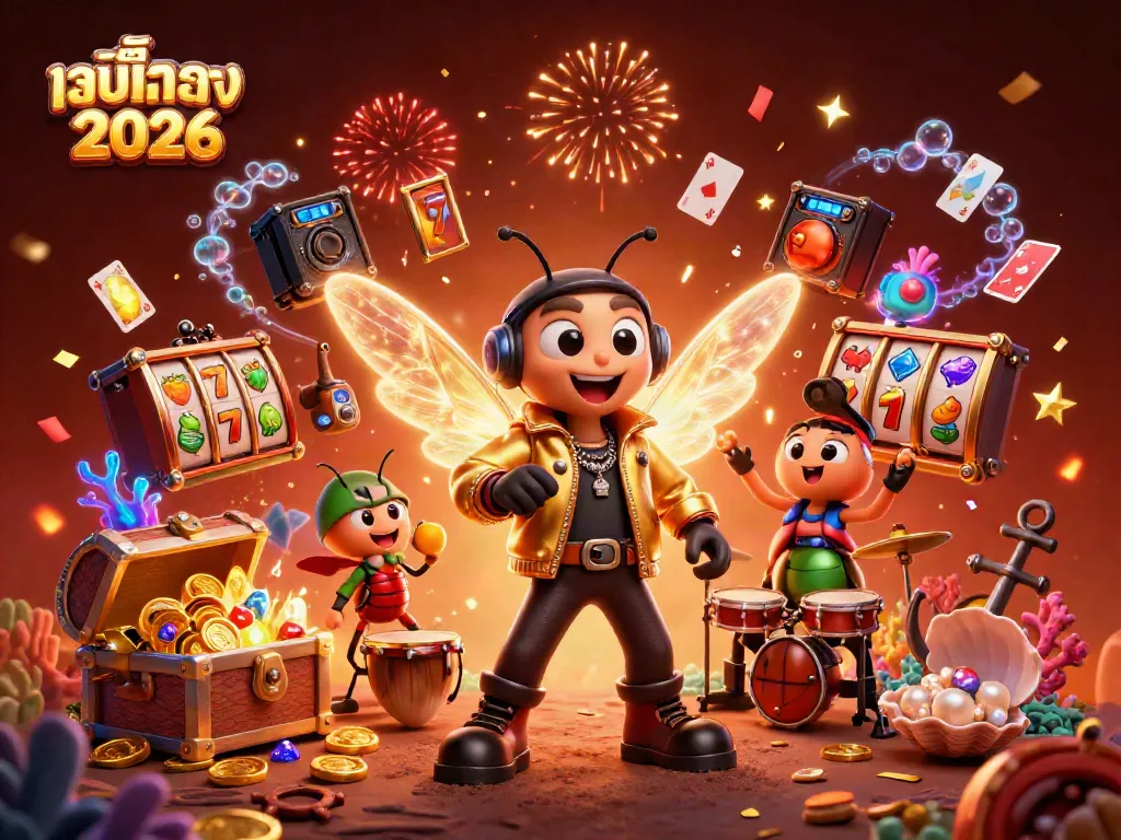 Experience exciting jackpots with สล็อตเว็บตรง 2026 in a colorful, dynamic casino scene featuring vibrant characters and elements.