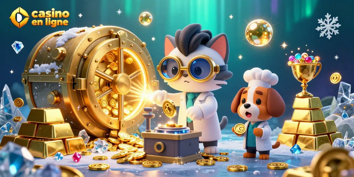 Visualisez le casino en ligne avec le chat fou et son chien assistant, créant de l'argent en or.