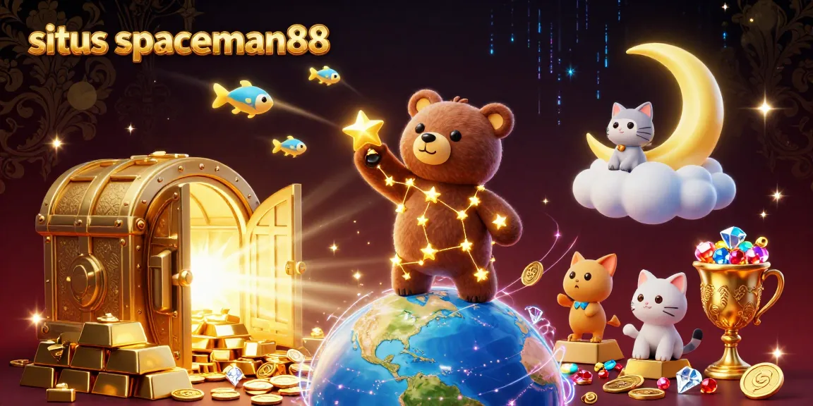 Experience thrilling wins at situs spaceman88 with a fun-filled 3D casino scene bursting with treasures.