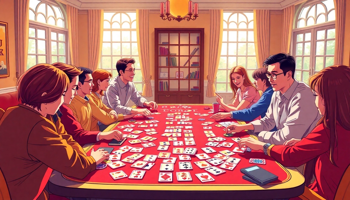 Exciting game scene depicting players enjoying yono rummy at a table surrounded by cards.