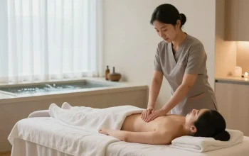 Relaxing atmosphere of 강남출장마사지 with a skilled therapist in a peaceful setting.