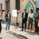 Fotografo di ritratto Milano mentre cattura ritratti professionali in un ambiente urbano dinamico.