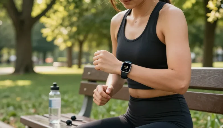 Berjalan pagi dengan Fitbit Luxe dari https://www.polarfitbitshop.com/fitbit-luxe/ saat menikmati suasana hijau taman yang energik.